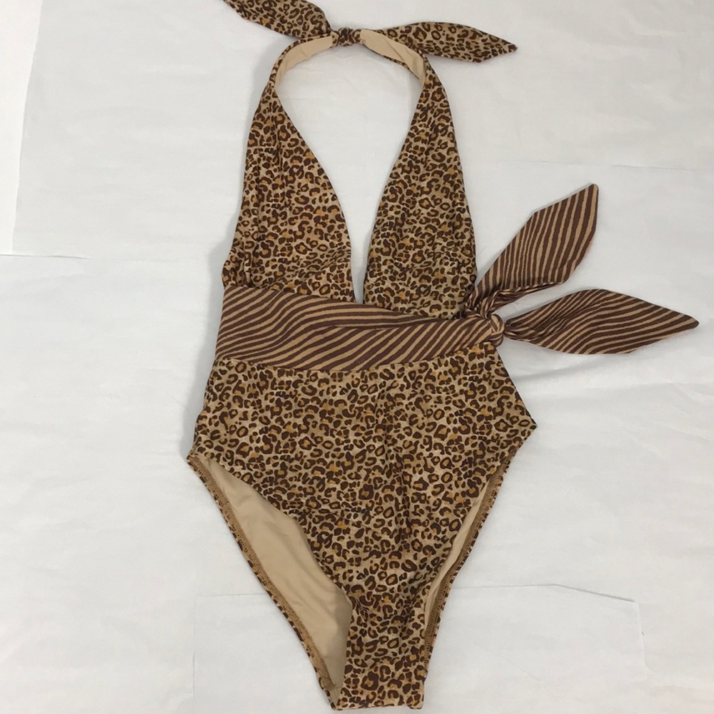 NWT ZIMMERMANN Knotted halterneck swimsuit